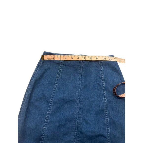Free People Modern Femme Denim Skirt Jean Size 2 Center Seam A Line - Picture 2 of 6
